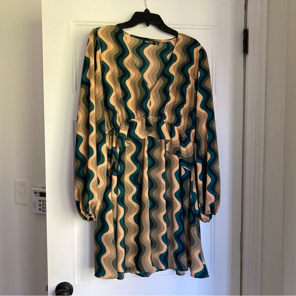 Nasty Gal Swirl Print Ruffle Mini Dress